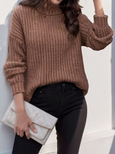 Turtleneck Dropped Shoulder  Pullover Sweater