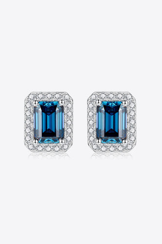 2 Carat Moissanite Stud Earrings in Indigo