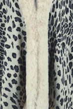 Animal Print Faux Fur Trim Poncho Jacket