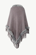 Faux Fur Trim Fringe Detail Poncho