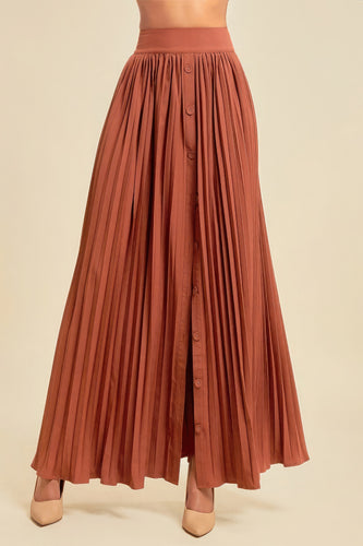 Pleated Skirt With Buttons And Pockets